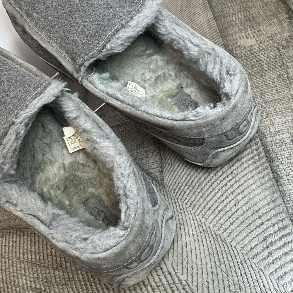 UGG Men’s Gray Suede Slip-On Lined Comfort Slippers US 12 EU 45